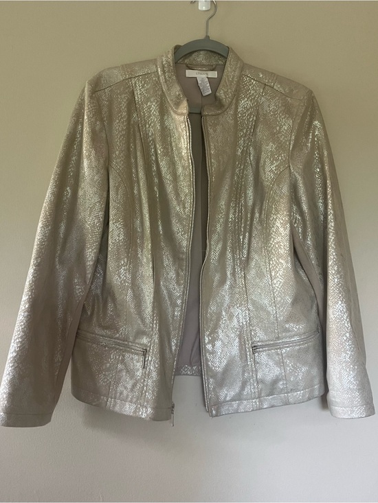 Chico's Jackets & Blazers - Chico's Metallic Gold Snake-Effect Jacket